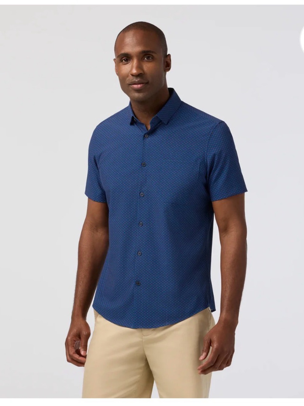 Mizzen+Main Leeward Short Sleeve Navy Dotted Leaf